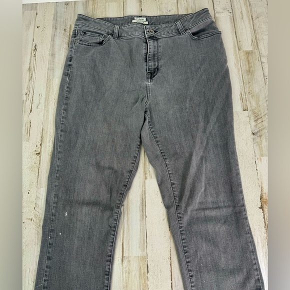L.L. Bean BeanFlex Jeans Womens 14 M/T Gray Denim Stretch Fit Straight Leg - Picture 3 of 11